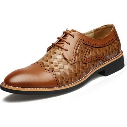 Fashion Men Lace-up Business Derby Shoes Retro British Style Male Plus-size Dress Leather Shoes Pointed Toe Suit Shoes