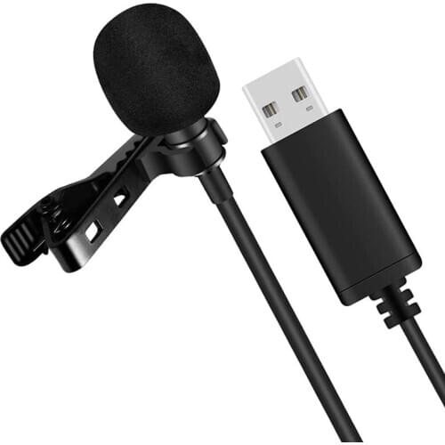Universal USB Microphone Lavalier Microphone Clip-on Computer Mic Plug and Play Omnidirectional Mic
