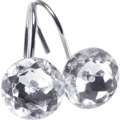 Shower curtain Bling hooks Rings Acrylic Decorative Rhinestones Gl Crystal Rolling Bathroom Bath Set of 12 Rings