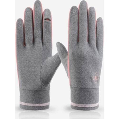 Winter Single Layer Nonslip Outdoor Sport Cycling Warm Mitten Female Flower Embroidery Fingerless Touch Screen Driving Glove E31