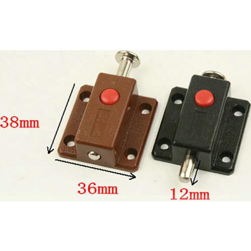 Modern Window Cabinet Push Button Plastic Spring Load Automatic Door Bolt Latches Lock for Wooden Cupboard Wardrobe Doors Gates