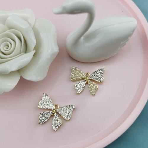 10Pcs/Lot DIY Color Preserving Electroplating Point Diamond Pearl Butterfly Earrings Necklace Pendant Bracelet Accessories