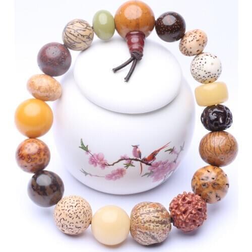 19 Beads Are Composed Of Different Types Of Beads, Buddhist Bodhi Beads, Handmade Rosary, Beaded Charm Elastic Bracelet