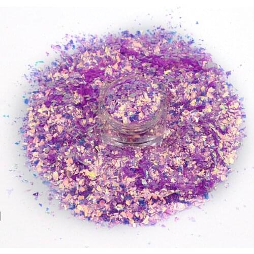 200g Holographic Nail Art Glitter 12 Colors Mixed Irregular Chunky Nail Glitter Sequins Sparkly Flakes Slices Manicure Glitter