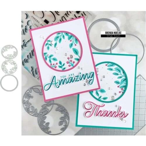 2021 New 3pcs Leaves Circle Metal Cutting Dies Shape for Scrapbooking Craft Die Cut Stencil Card Make Mould Sheet Decor Template