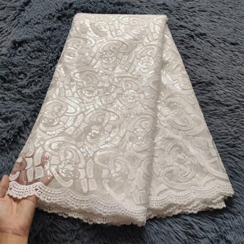 2021 High Quality African Lace Fabric Embroidery Swiss French Tulle Cotton 5yards Wedding Party Dress Guipure Fabric For Sewing
