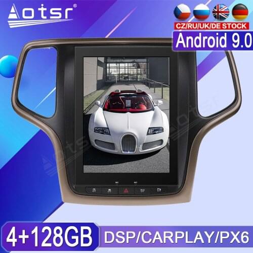 4+128GB For Jeep Grand Cherokee Android Tape Radio Recorder 2014-2018 Car Multimedia Player Stereo PX6 Head Unit Tesla Navi GPS