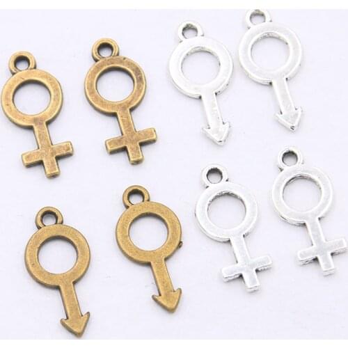 40Pcs 9*18MM Two Color Boy Girl Charms Pendants Handmade Decoration Vintage For DIY Necklace Bracelet Jewelry Making Findings