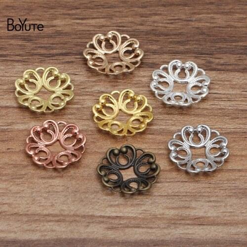 BoYuTe (100 Pieces/Lot) 20MM Metal Brass Filigree Heart Flower Findings Diy Jewelry Making Hand Made Materials