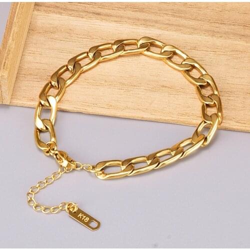 High Quality Stainless Steel Bracelets For Women Gold Color Punk Curb Cuban Link Chain Bracelets On the Hand Jewelry Gifts Trend