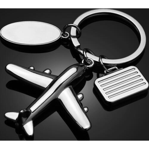 Airplane Model Luggage Tag Key Ring Metal Plane Keychain Unisex Civil Aviation Pilot Gift Aircraft Key fob Airline Promo Gifts