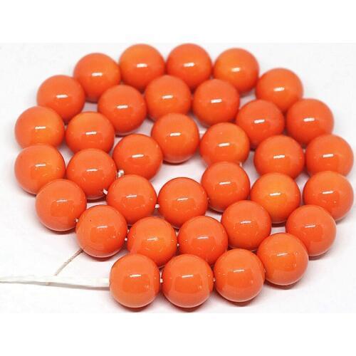 Hoty sale charms orange baking paint glass round loose beads pick size 4-14mm fashion women elegant jewelry making 15inch B1628