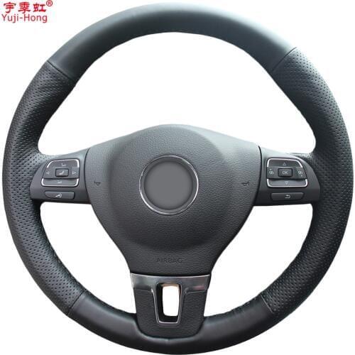 Yuji-Hong Artificial Leather Steering Wheel Covers Case for Volkswagen VW CC Tiguan Passat Touran Golf 6 Hand-stitched Cover