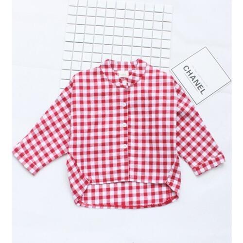 2 3 4 5 6 7 Years Toddler Baby Shirts Korean Casual Plaid Long-sleeved Shirt For Girls Kids Clothing Spring Autumn Girls Shirts