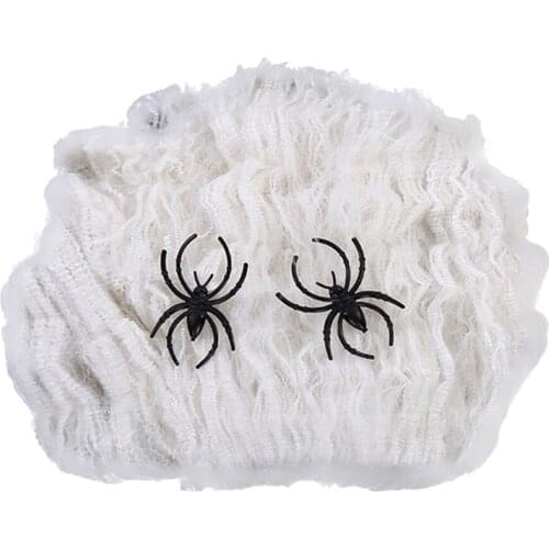 Halloween Cotton Spider Web Simulation Plastic Black Spider Decoration Props Bar Haunted House Party Ornaments Decor Accessories