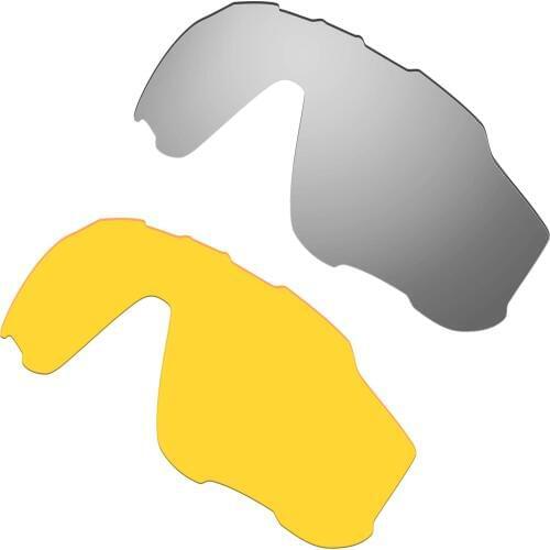 HKUCO Silver/Transparent Yellow 2 Pairs Replacement Lenses For Oakley Jawbreaker Sunglasses Increase Clarity