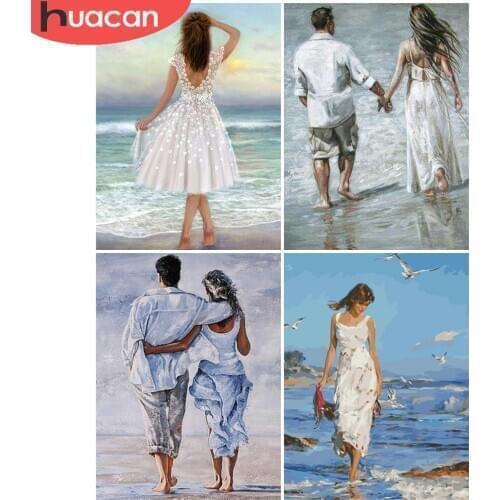 HUACAN 5D Woman Diamond Painting Full Drill Square Portrait Embroidery Rhinestones Fall Decorations For Home Wedding Decor