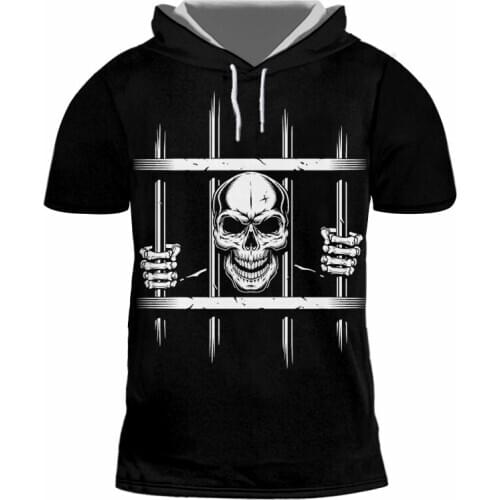 IFPD EU Size Summer 3D Printed Hooded T Shirt Prison Skull Short Sleeve Shirt Plus Size Casual Breathable Funny Shirts Wholesale