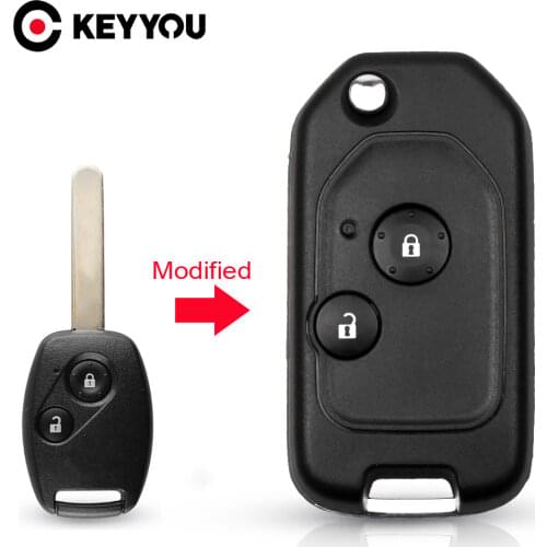 KEYYOU For Honda Accord Civic 2006-2011 CRV 2018 Pilot fit With Rubber Pad 2/3/4 Button Durable Car Key Modified Shell Case