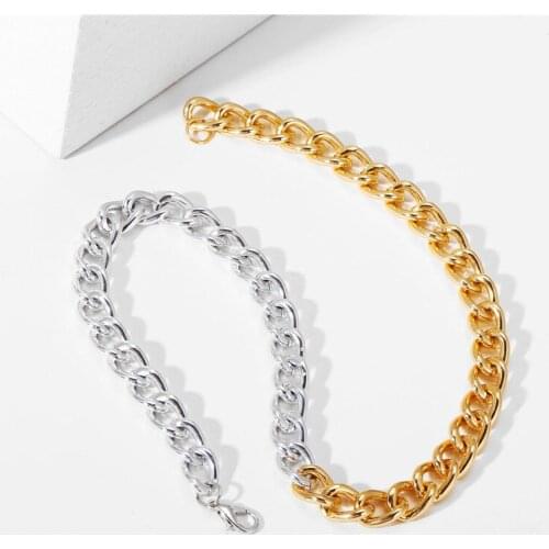 Creative Double Color Thick Chain Choker Necklace Punk Style Hip Hop Cool Neck Chains Chocker Necklaces for Women Jewelry Gifts