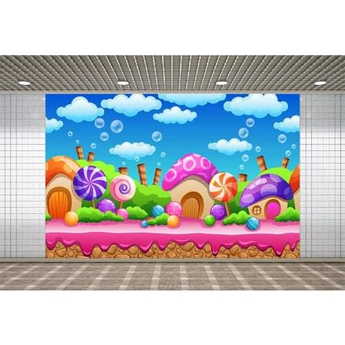 Lyavshi Cartoon Candy Fairy Tale Photography Background Photographic Backdrop Baby Photocall Kids Children Photo Studio Props