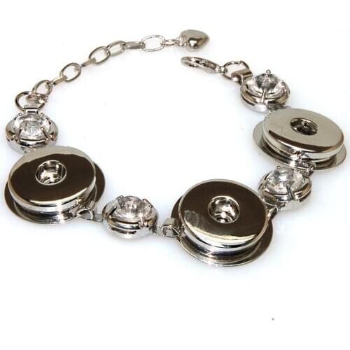 Miasol Rhodium plated DIY Interchangeable 3 Snaps Charm Bracelets Fit 18mm Snap Button Charm For Jewelry Making