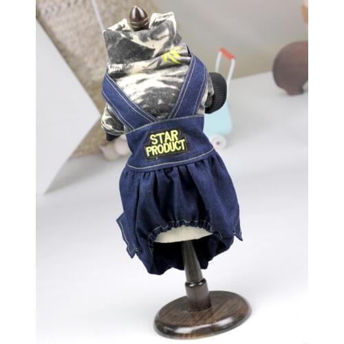 Fashion Pet Dog Denim Dresses sets solid color striped Pet Tutu Skirt Puppy Cat Dress Pet Apparel Denim clothes XS-XXL teddy