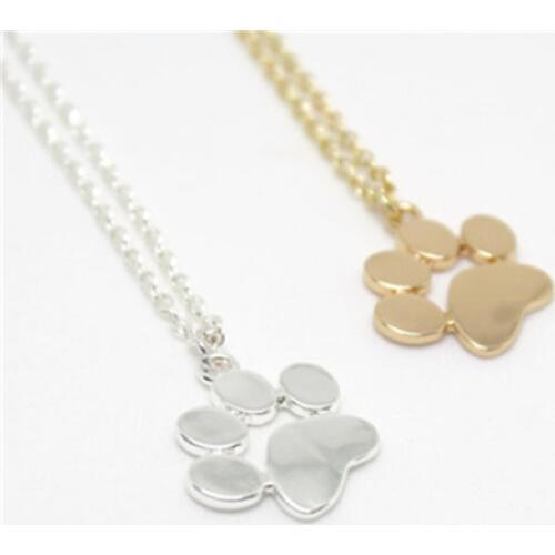 Fashion cat footprints pendant necklaces lovely animal footprints necklaces for women short chian platenecklaces