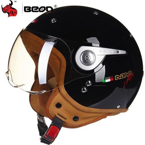 BEON 3/4 Open Face Motorcycle Helmet Vintage Moto Helmet Motocross Casco Moto Men Women Chopper Scooter Motorbike Biker Helmet
