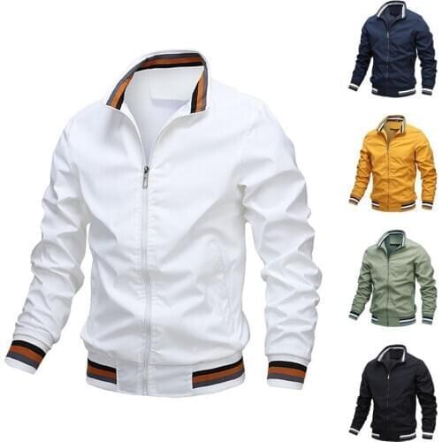 Autumn Winter Jacket Men Solid Color Zipper Stand Collar Jackets Male Coat Casual Warm Mens Jacket Coat Men Jacket veste homme
