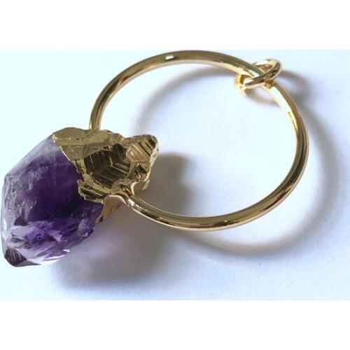 Natural Ametys t Quartz Raw Pointed Pendant Gem stone jewelry necklace drusy pendant,Purple Drusy Pendant
