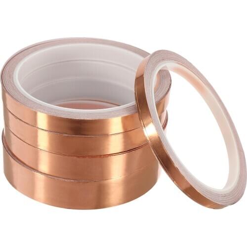 30M Single-sided 5/10mm Adhesive Conductive Copper Foil Tape Guitar Pickup EMI Shield Eliminate EMI Anti-static Tape