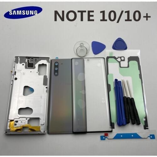 Original NOTE10 Full Housing Case Back Cover+Front Screen Glass Lens+Middle Frame For Samsung Galaxy Note 10+plus Full part