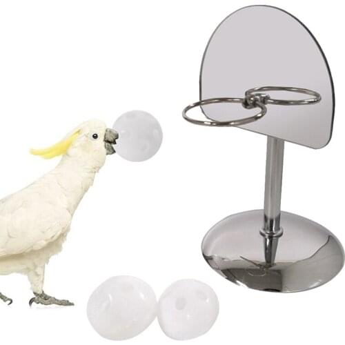 Bird Metal Basketball Toy Set Interactive Parrot Training Basketball Parrot Ball Toy Small Basketball Hoop Toy With 3PCS Ball