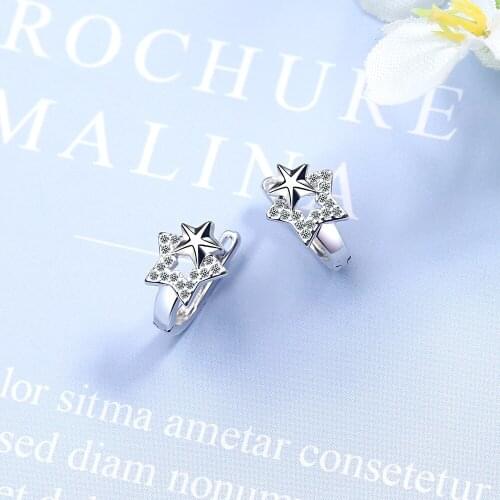 Luckydays Star Earrings Crystal Earrings For Women New Girl Fashion Korea Silver Jewelry 2021