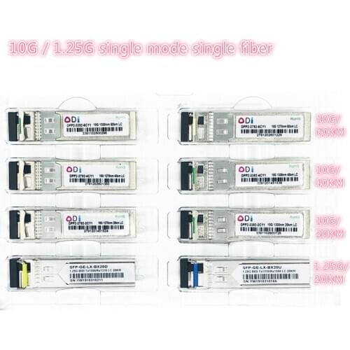 SFP 1.25G/10G LC 20/40/60KM 1270nm/1330nm Single Fiber SFP Optical Industrial grade -40-85 compatible with Mikrotik Cisco