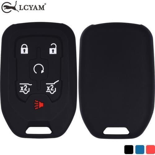 GMC YuKon Remote Smart Key fob Case Cover 6 Button Silicone for 2018 2019 Chevrolet Suburban Tahoe GMC Chevy