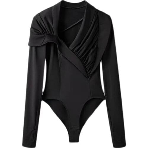 Slim Fit Black Tshirt for Women 2021 Spring Female Clothes European Style Sexy Long Sleeve Bottoming Shirt Tops