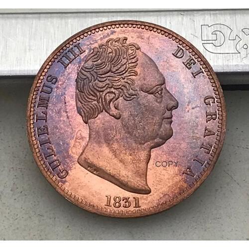 Great Britain 1831 William IV United Kingdom 1/2 Penny 99% Red Copper Copy Coin