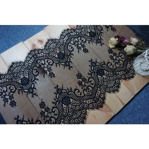 Vintage Style Eyelashes Lace Trim White/Black Chantilly Lace Fabric Embroidered Floral Scallop Mesh Lace Trim New Design