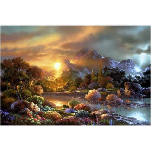 Needlework for embroidery DIY French DMC High Quality - Counted Cross Stitch Kits 14 ct Oil painting - Sunset Creek