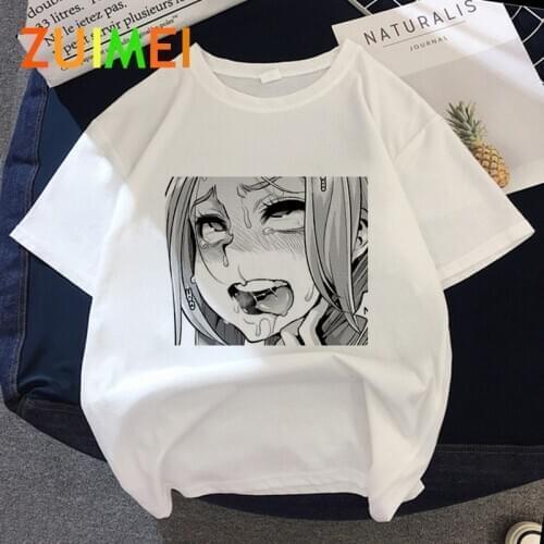 Women Anime Japanese Ahegao Harajuk Print T-shirt Tops 2020 Summer Fashion Short Sleeved T-shirt Girl,Drop Ship