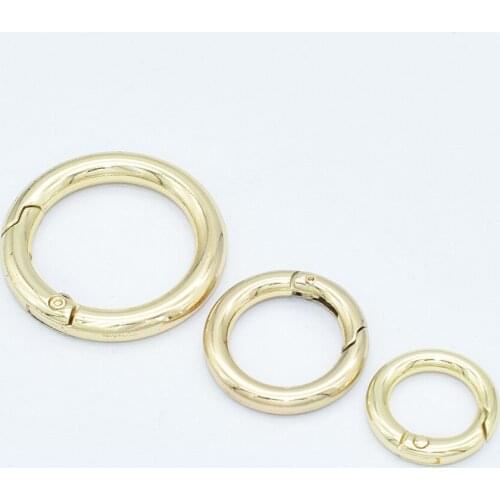 Gold Spring Gate Ring O Ring Round Push Snap Hooks for Webbing Purses and Handbags Hardware Supplies Leather Craft 1.4" 1" 0.5"