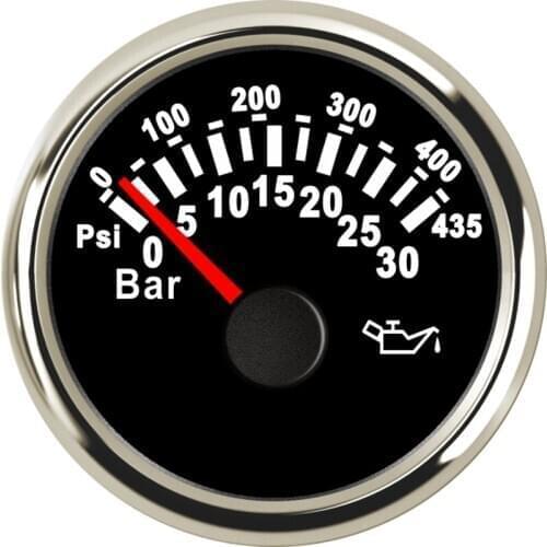 0- 30 Bar Oil Pressure Gauge Meter Car Motorcycle Auto Boat Truck RV 12V 24V Red Backlight 52mm oil press fuel pressure testers