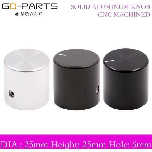 1PC 25x25mm Machined Solid Aluminum Volume Knob Button For Hifi Audio Guitar AMP Cabinet Turntable Record Sound Control 1PC