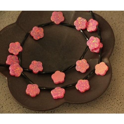 1 PCS synthetic opal mei red flower 10 mm