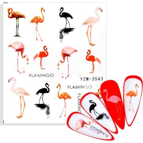 2021 New Designs Water Nail Stickers Flamingo Cute Cartoon Design Water Decal Sliders Wraps Tool Manicure Nail Art Decor Tips