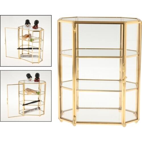 3-Tier Jewelry Trinket Glass Gold Box Necklace Ring Earring Box Keepsake Decorative Box Holder for Wedding Gift Dresser