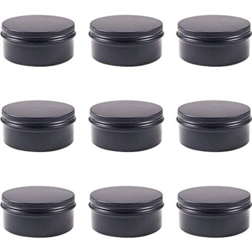 36pcs 150g 83mmx38mm 5Oz Round Tin Cans Screw Top Black Aluminum Tins for Lip Balm, Scrubs, Spices, Candies, Tea