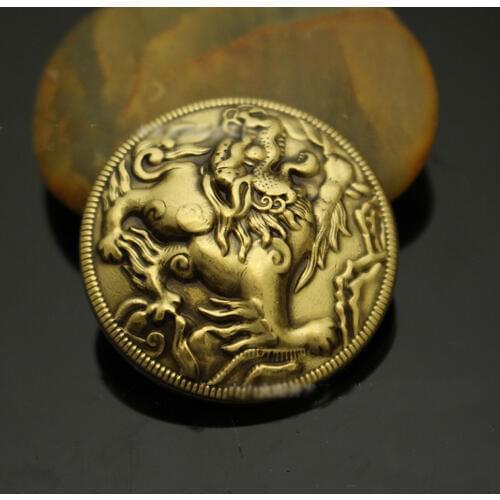 Dia 31mm solid brass leather craft lion carved pattern wallet bag decoration rivet screws button 5pcs/lot